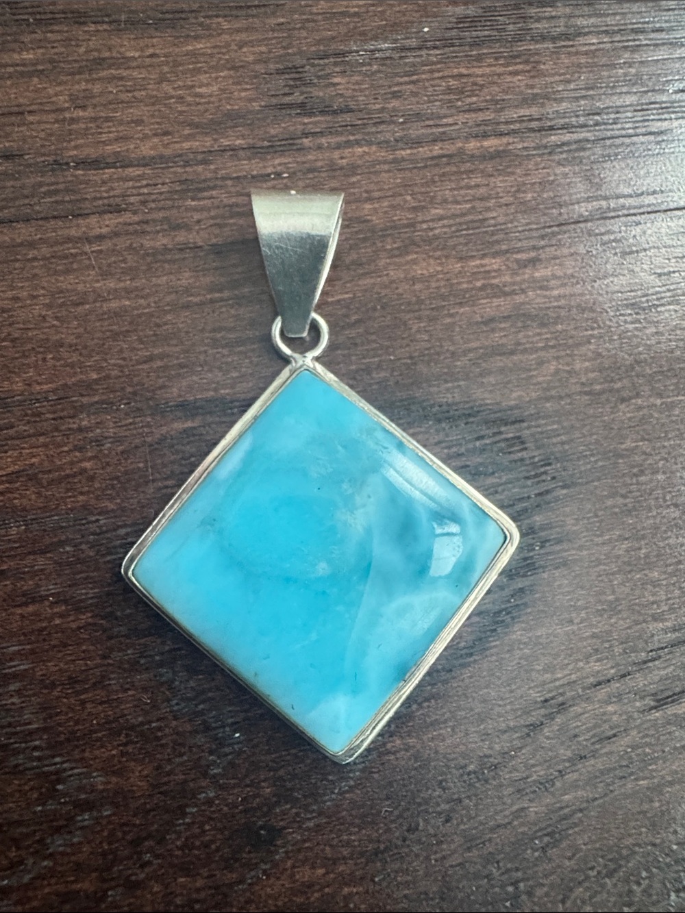 Sterling Silver Turquoise Square Pendant